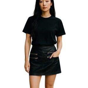 Zara Zip Pocket Faux Leather Mini Skirt Black Size S NWT Goth Grunge Glam Party